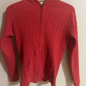 Style & Co. Red Cable Knit Women's Zip Up Jacket
